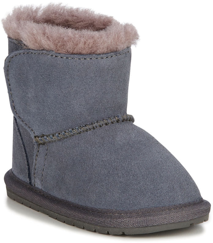 Semsket skinnstøvel Toddle Walker 12-18 mnd charcoal fra EMU Australia forfra