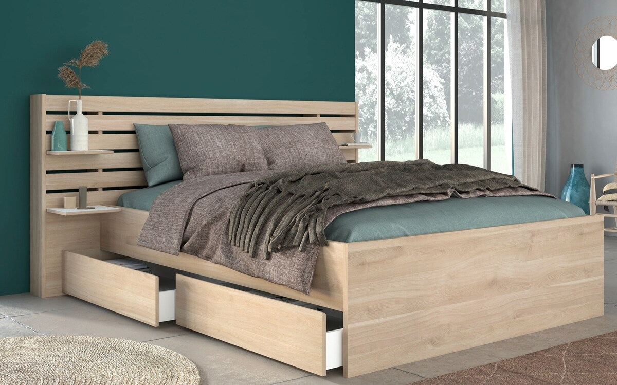 Seng med oppbevaring Escale 4 180x200 cm eik bakside