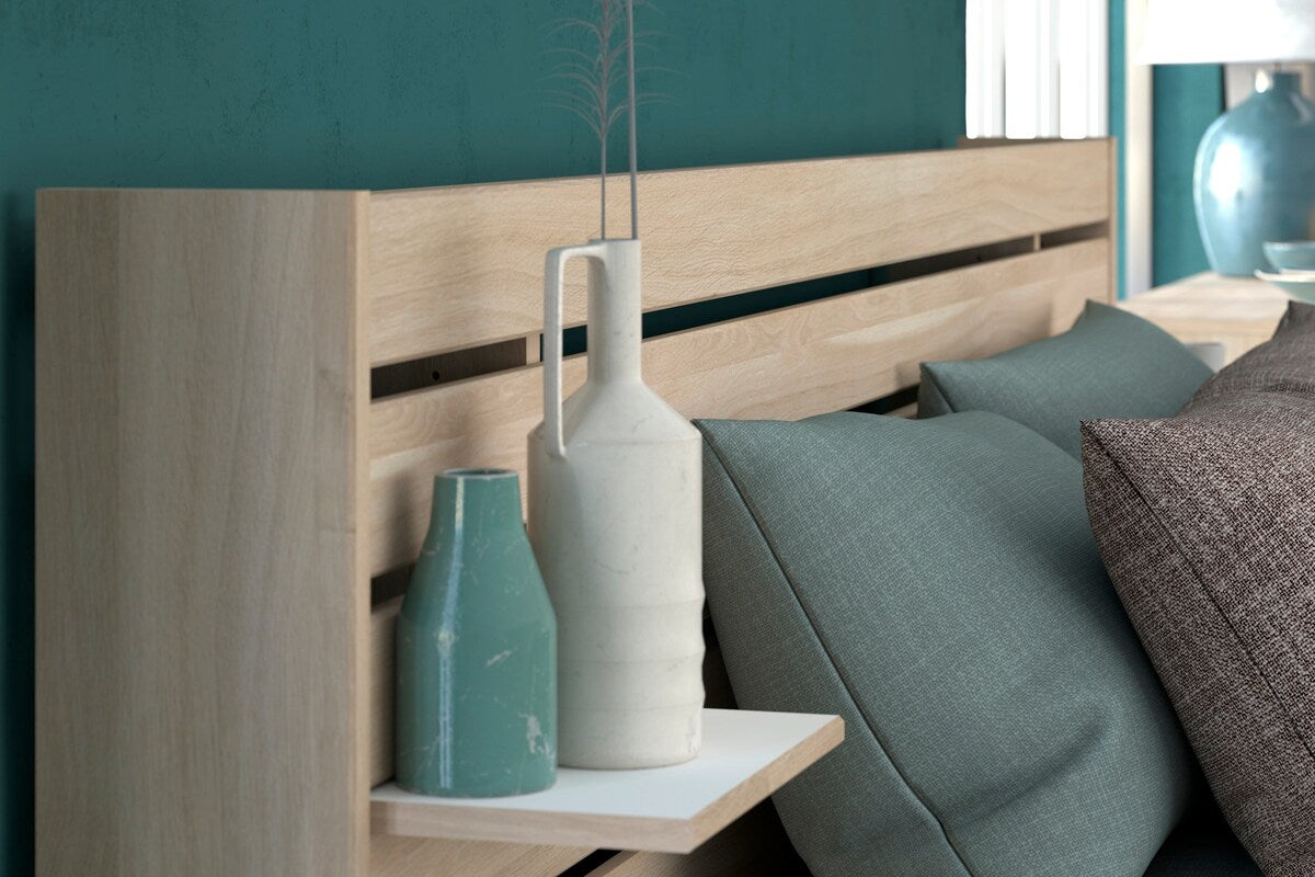 Seng med oppbevaring Escale 4 180x200 cm eik montert i barnerom
