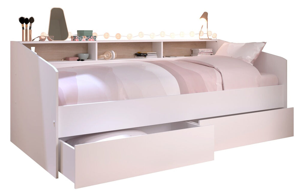Seng med oppbevaring "Sleep 4" hvit 90x200 cm bakside