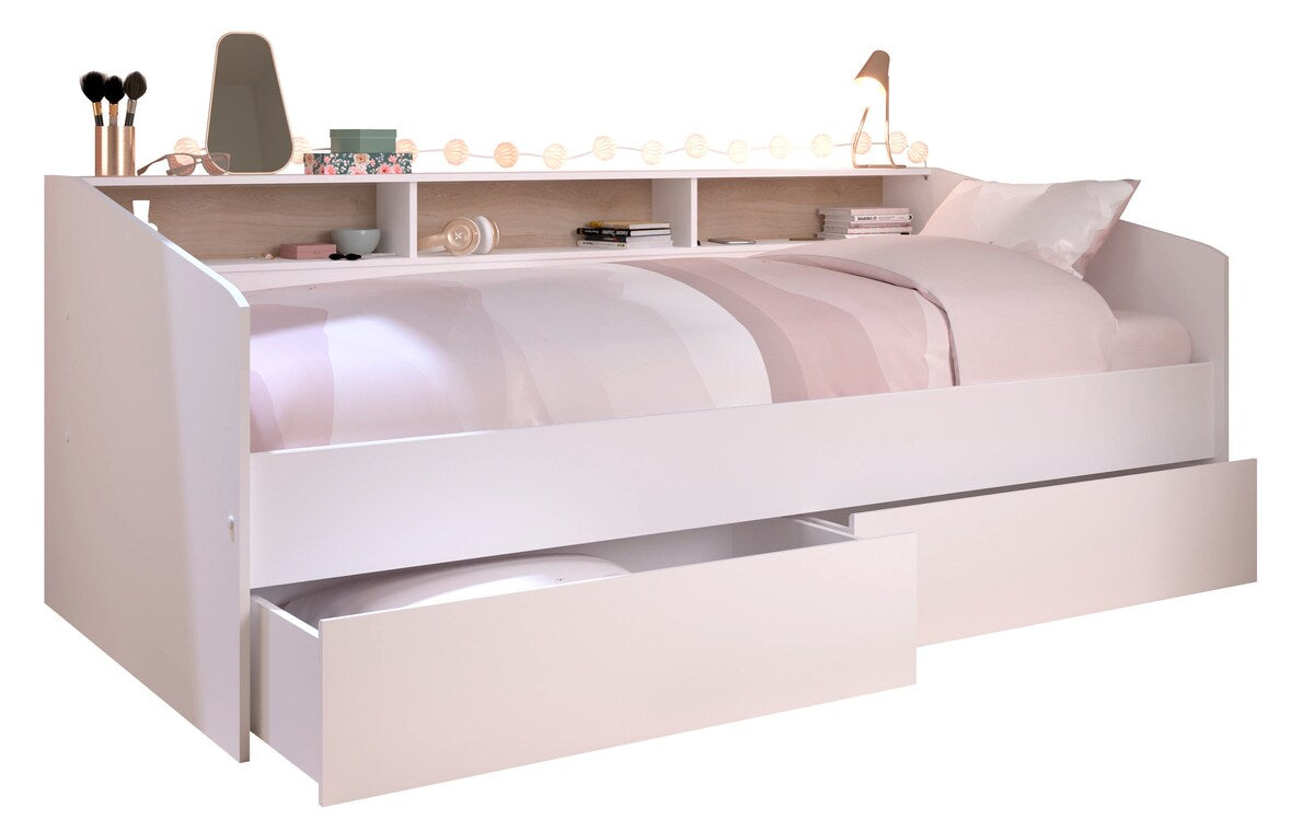 Seng med oppbevaring "Sleep 4" hvit 90x200 cm bakside