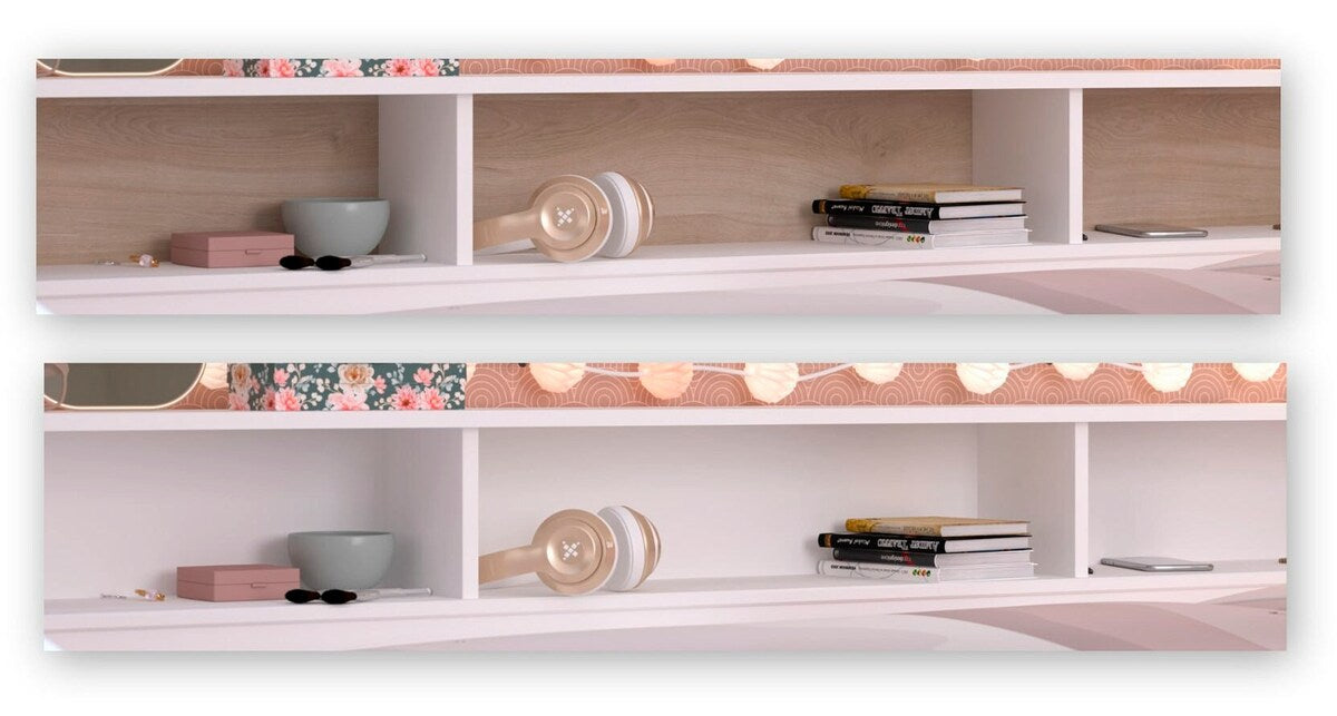 Sideprofil av Seng med oppbevaring "Sleep 4" hvit 90x200 cm