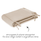 Sengebeskytter i musselin 180 x 35 cm sand detalj av stoff