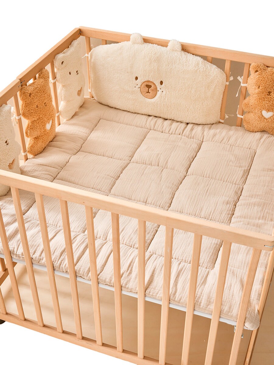Bakside av sengebeskyttelse for babyseng og lekegrind 180x30 cm teddyfleece
