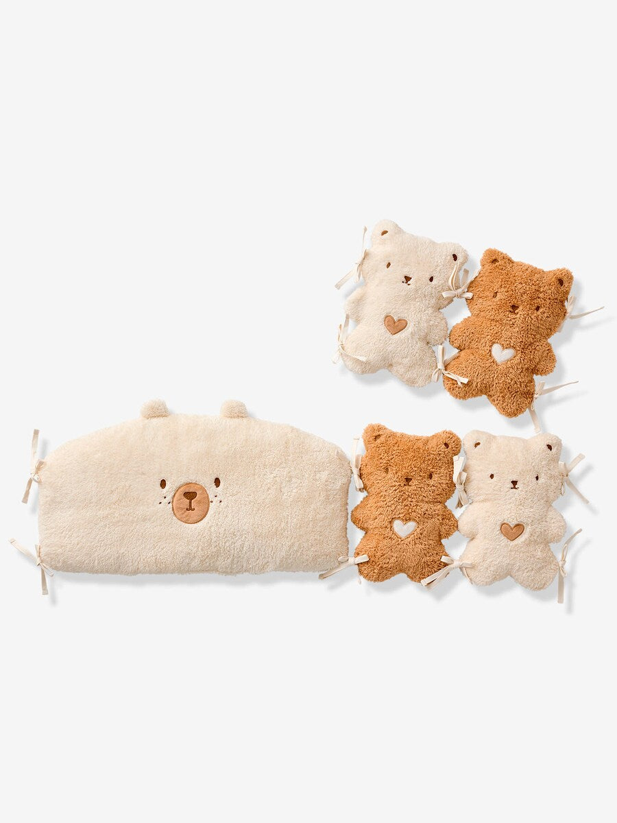 Montert sengebeskyttelse for babyseng og lekegrind 180x30 cm teddyfleece