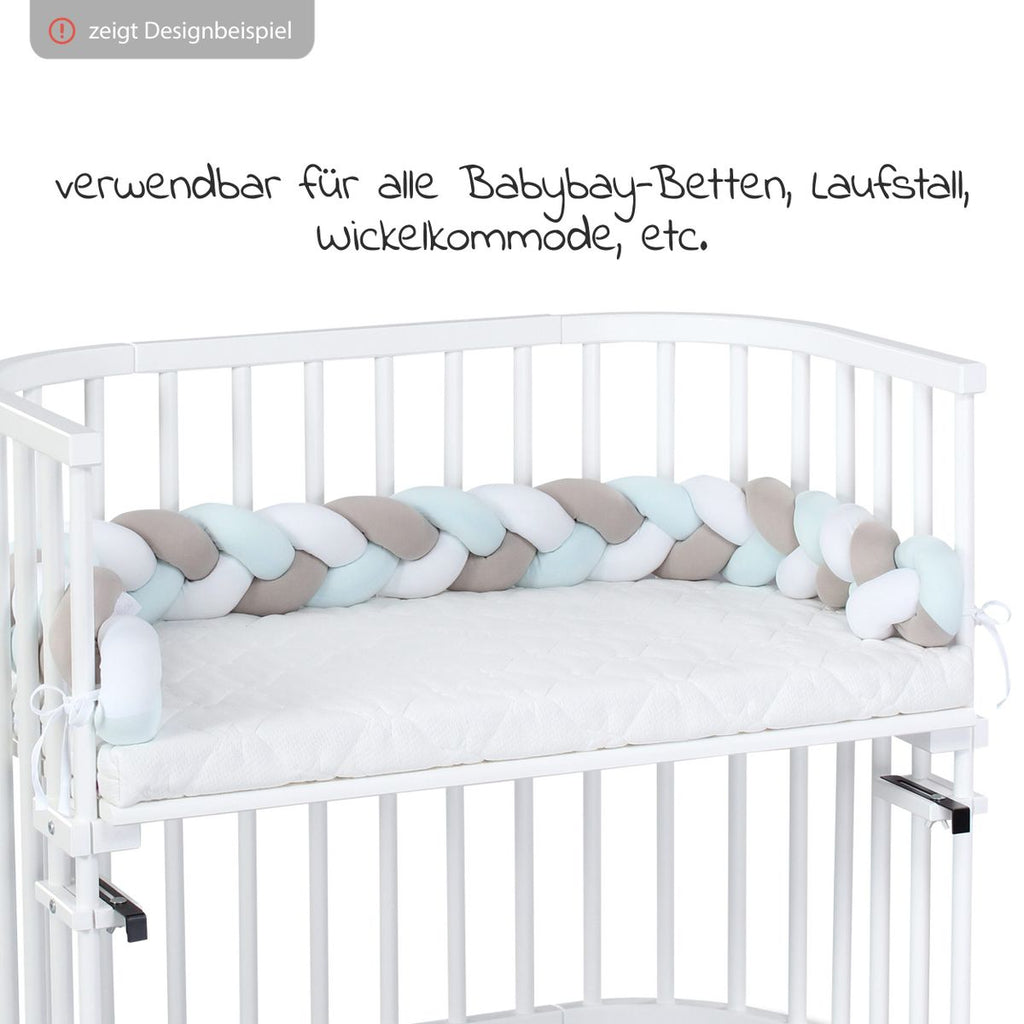 Detaljbilde av flettet sengebeskytter 200 cm Babybay