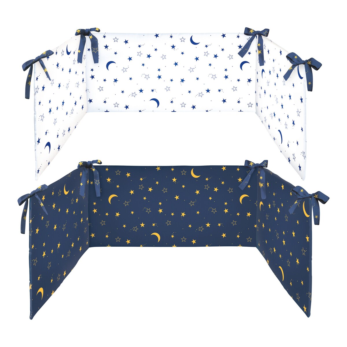 Sengebeskytter måne og stjerner bomull 34x180 cm bakside