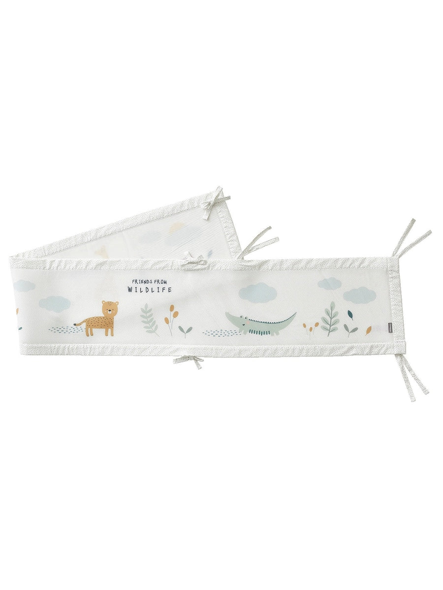 Sengebeskytter mesh med dyremotiv 180x30 cm forfra med dyremotiver