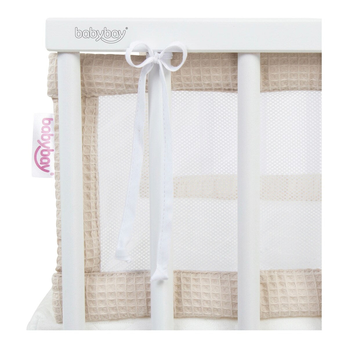Montert sengebeskytter mesh-vaffelpiqué 168 x 24 cm bomull i babybay