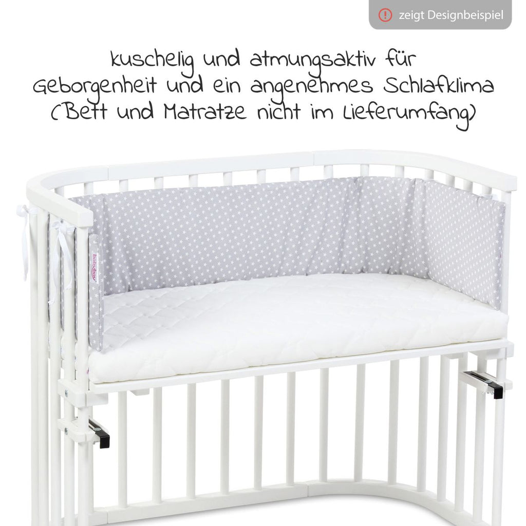 Detalj av mønster på Sengebeskytter økologisk bomull for bedside crib, lysegrå - Babybay