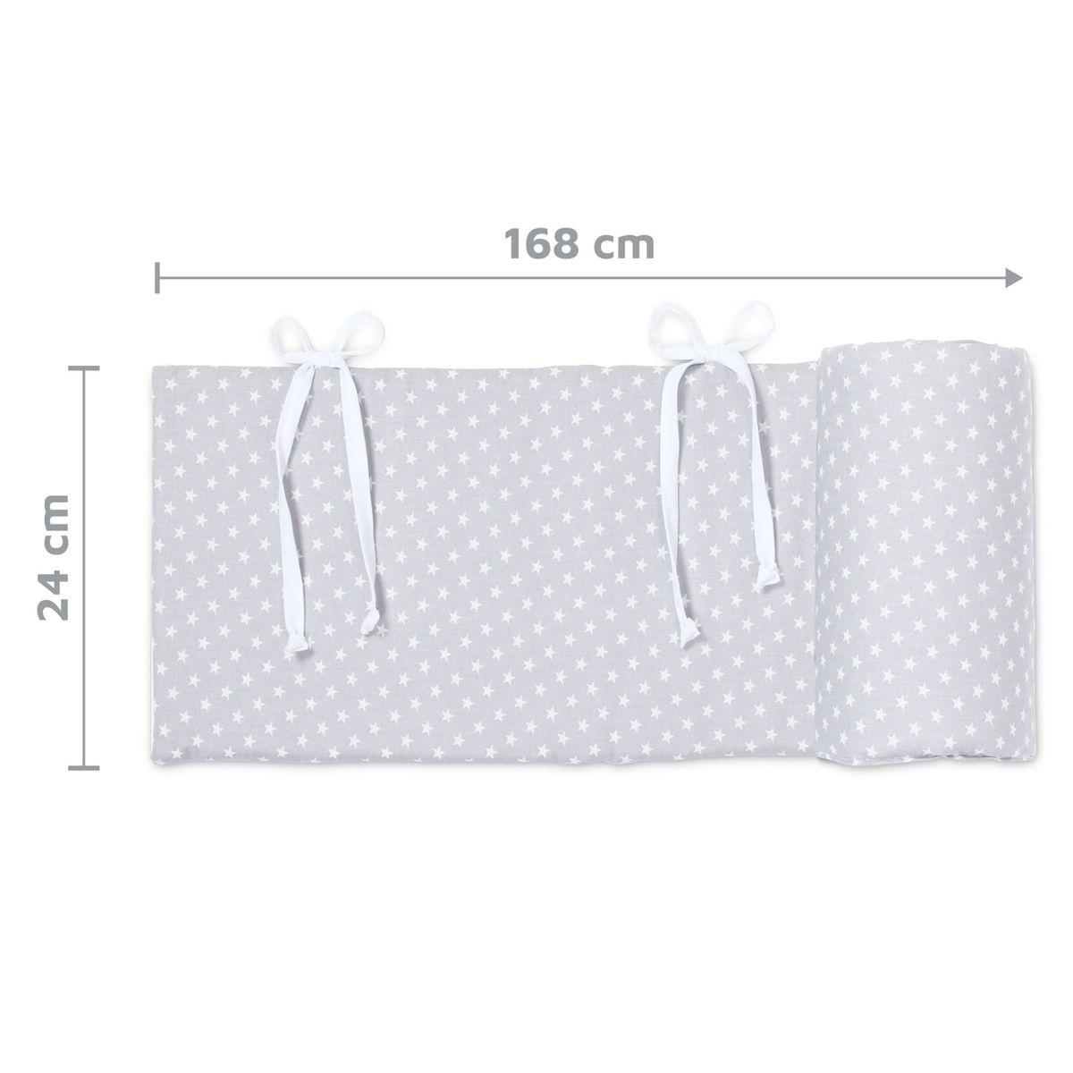 Bindebånd på Sengebeskytter økologisk bomull for bedside crib, lysegrå - Babybay