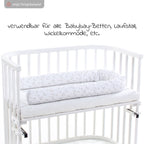 Sengebeskytter piqué 180 cm for bedside crib, perlegrå bakside