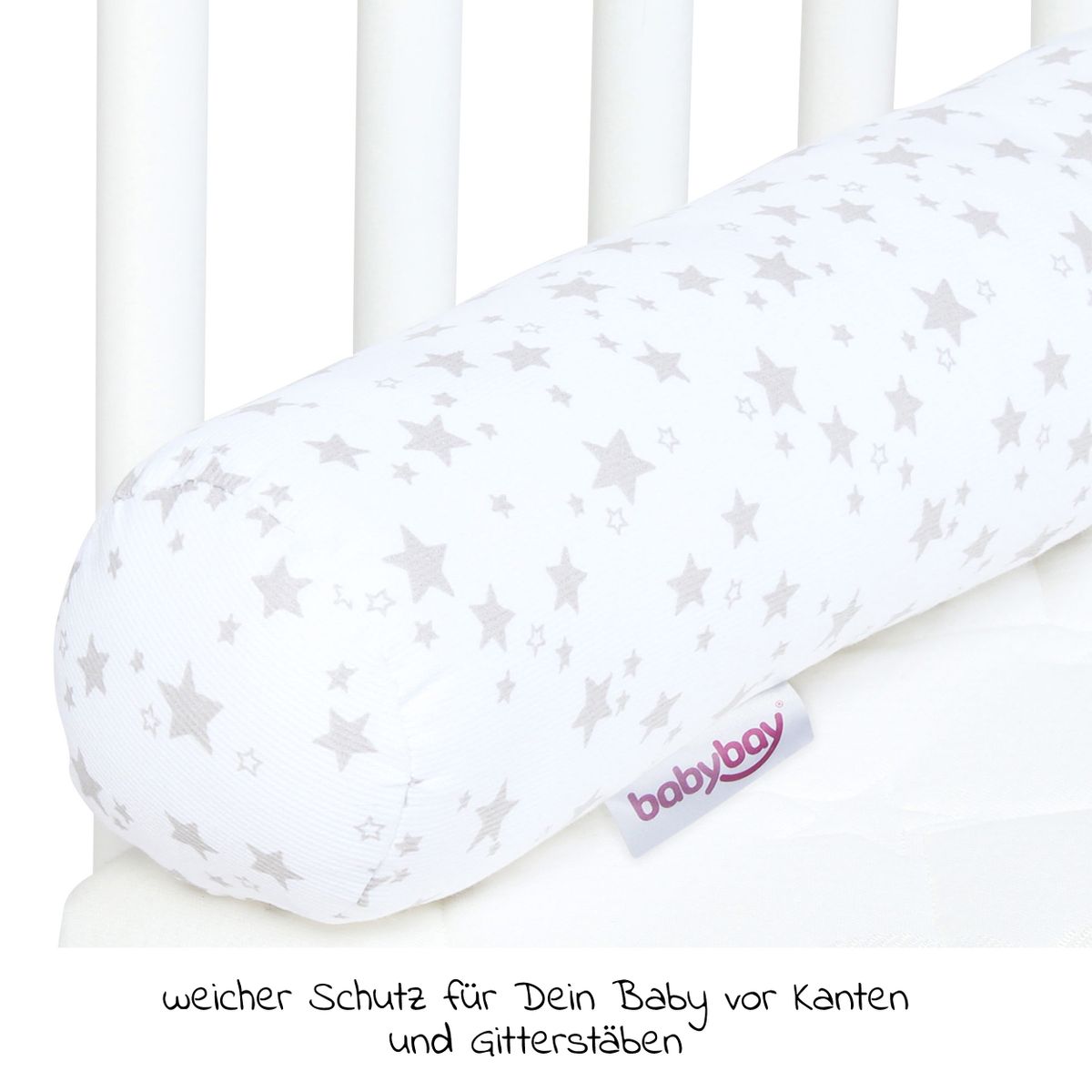 Detalj av Sengebeskytter piqué 180 cm for bedside crib, perlegrå