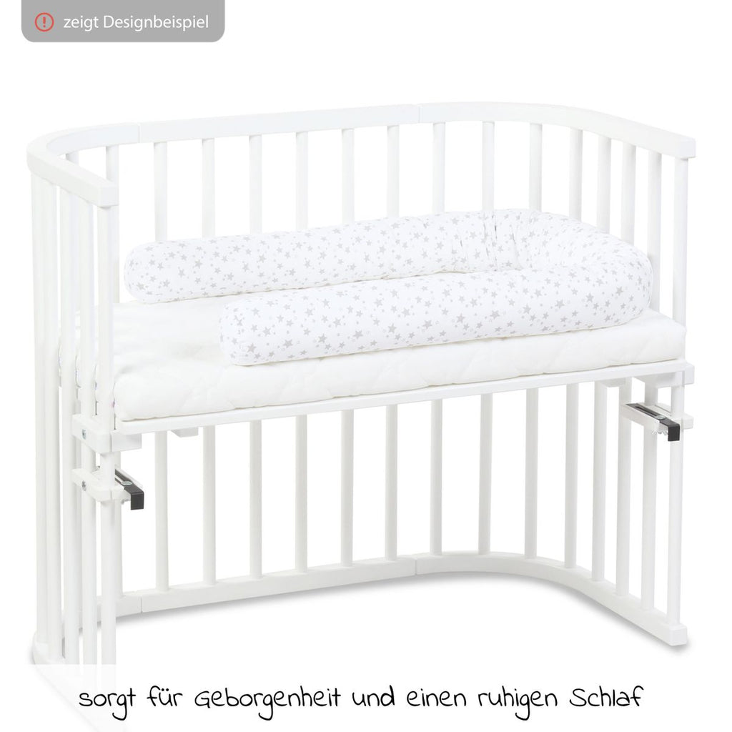 Montert Sengebeskytter piqué 180 cm for bedside crib, perlegrå i beistellbett