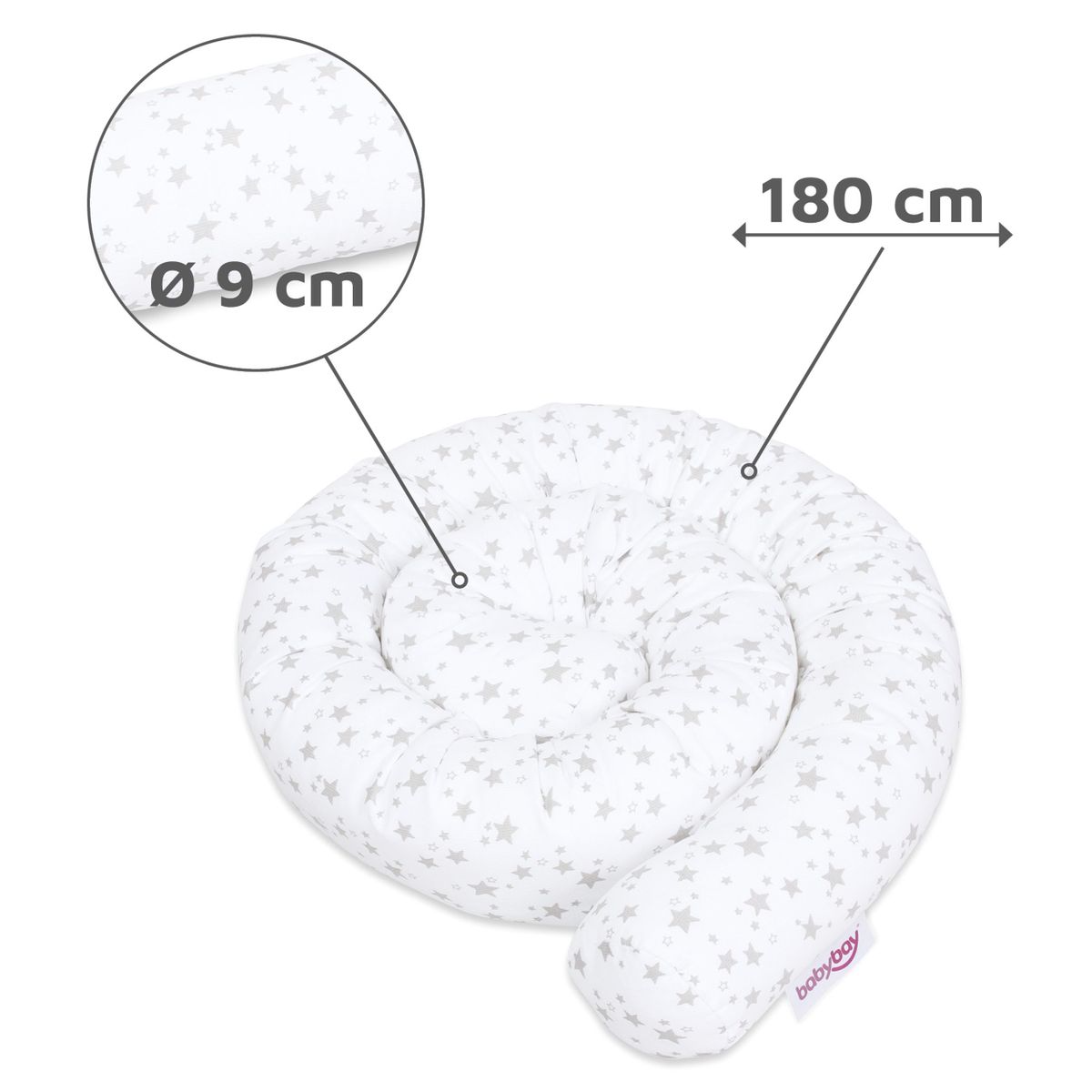 Sengebeskytter piqué 180 cm for bedside crib, perlegrå i bruk ved stellebord