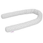 Sengebeskytter piqué 180 cm for bedside crib, perlegrå sammenrullet