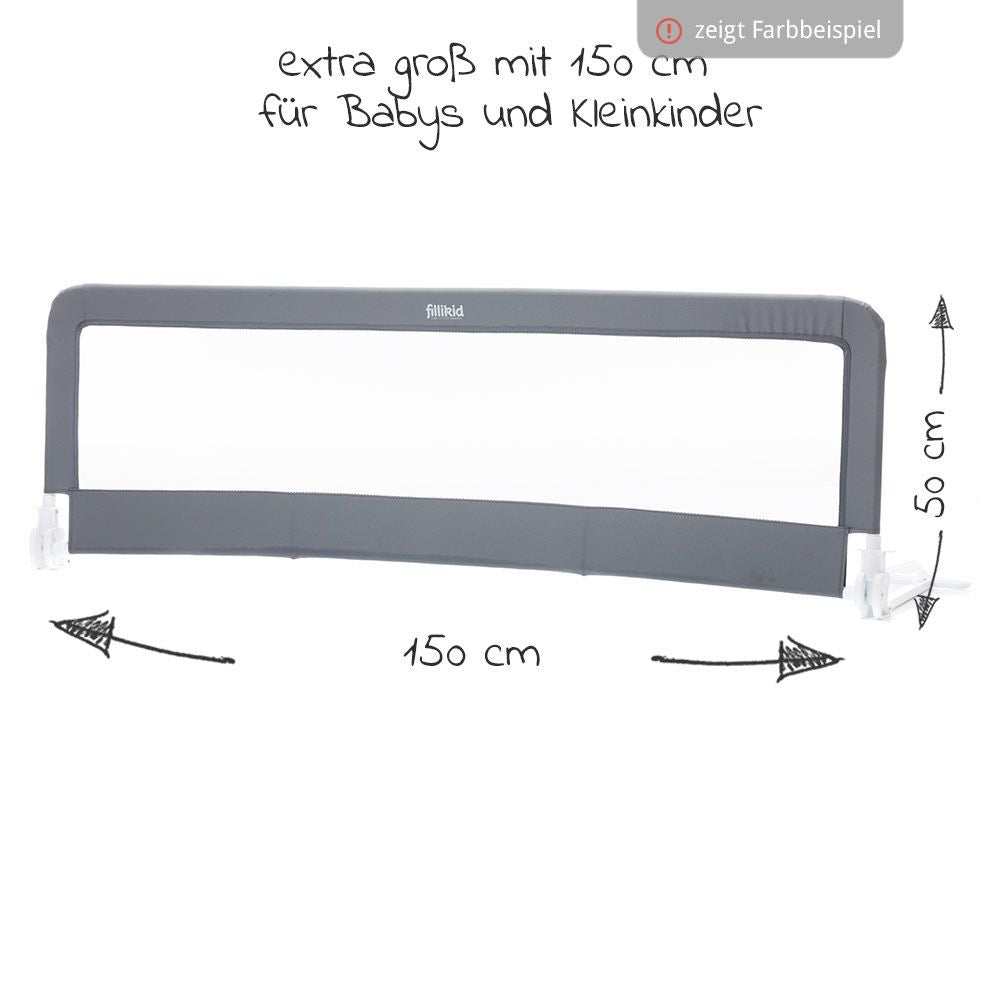 Sengehest Emma sammenleggbar 150 x 50 cm grå montert på seng