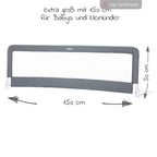 Sengehest Emma sammenleggbar 150 x 50 cm grå montert på seng