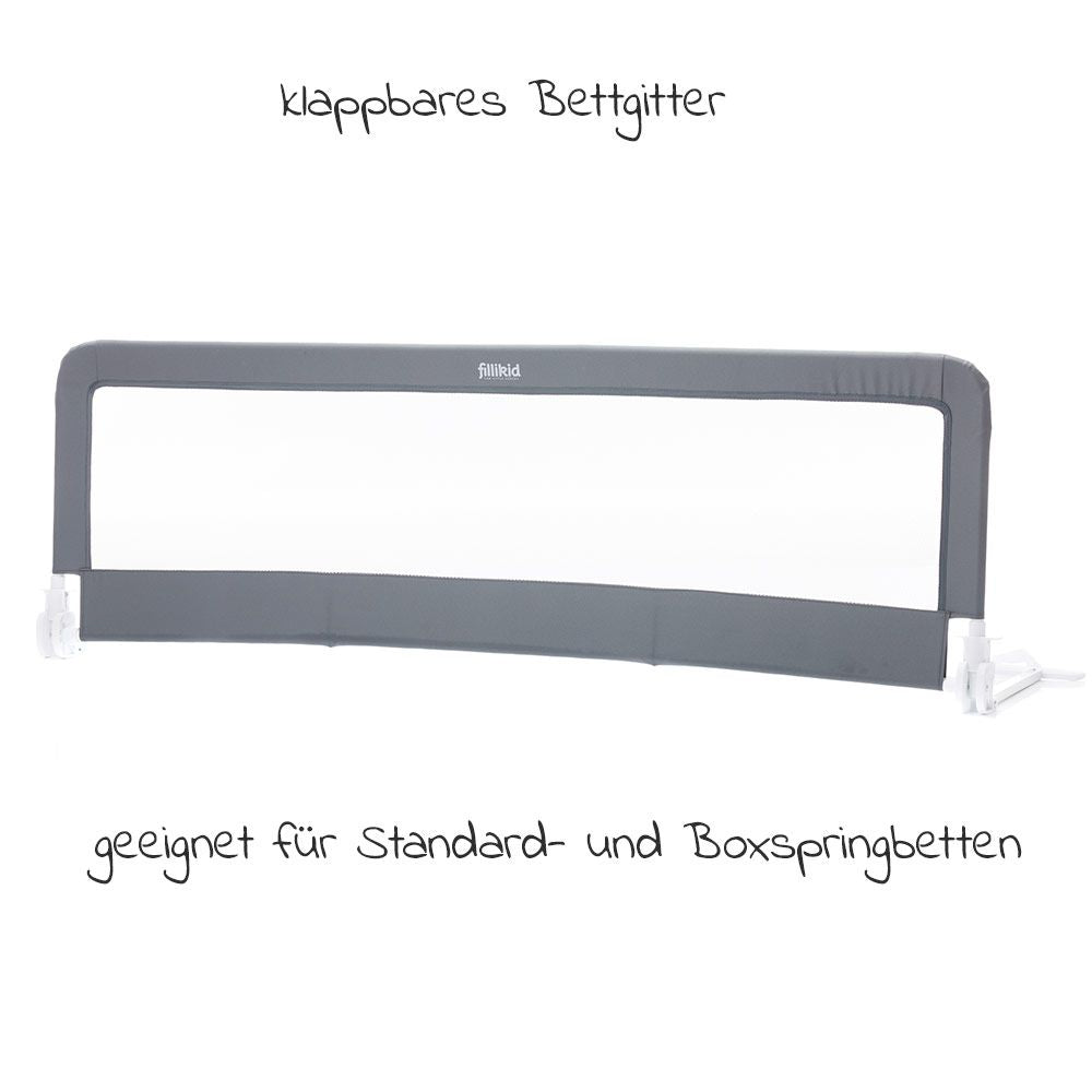 Sengehest sammenleggbar 150 x 50 cm grå - Fillikid bakside
