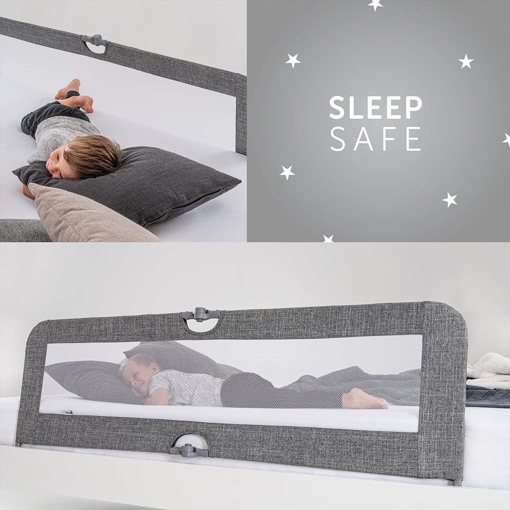 Sengehest Sleep'n Safe Plus XL 150 cm grå melange festet under madrassen