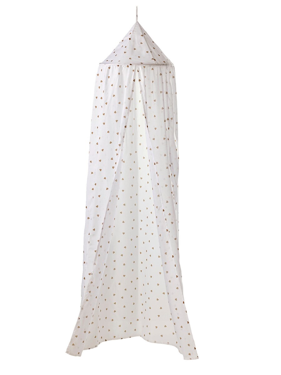 Sengehimmel med hjertemønster polyester 250 cm forfra