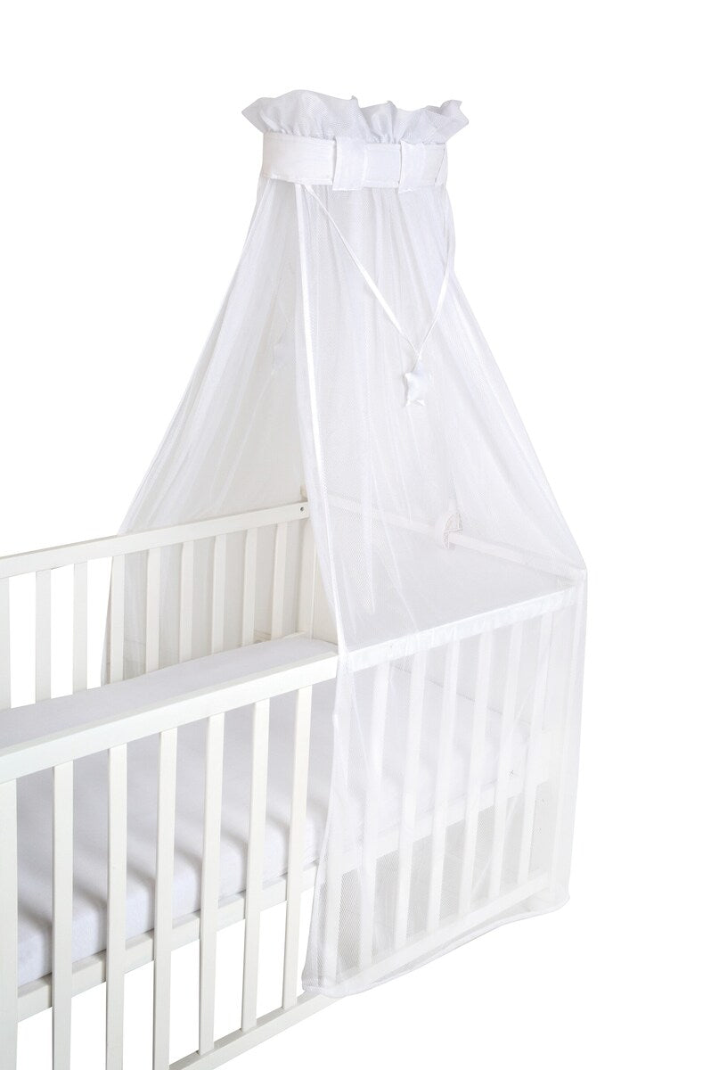 Sengehimmel i mesh, hvit, safe asleep® forfra