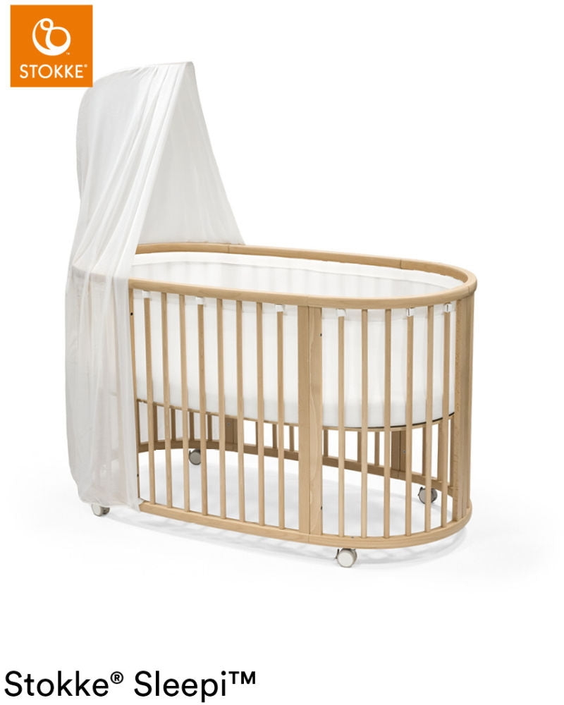 Sengehimmel v3 til Sleepi hvit, luftig stoff - Stokke detalj av stoff