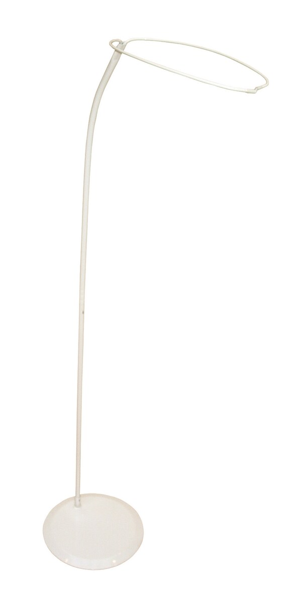 Detalj av plastfeste på Sengehimmelstang i stålprofil med fotplate 32 cm
