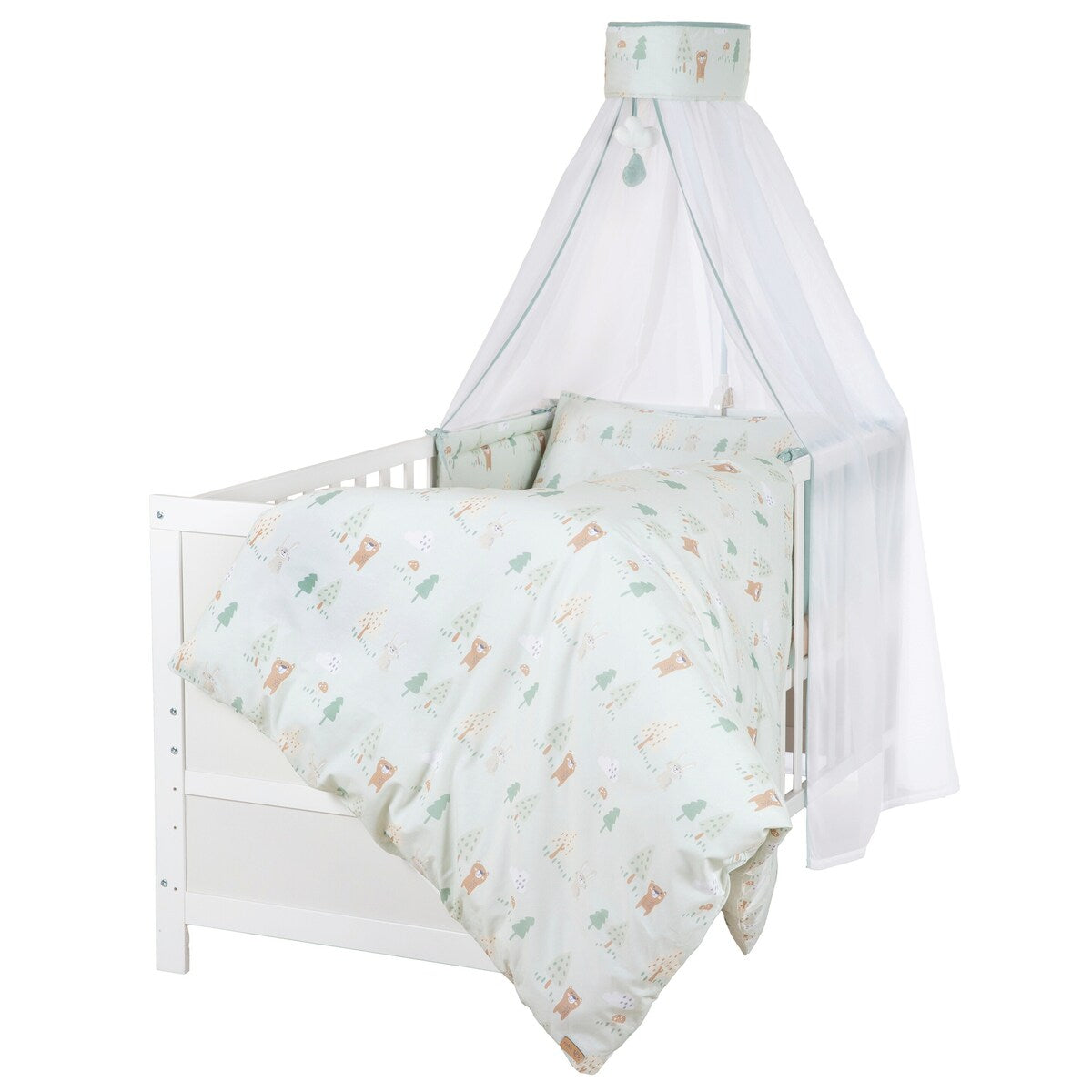 Sengesett 4 deler Woodland Buddies med sengehimmel bakside