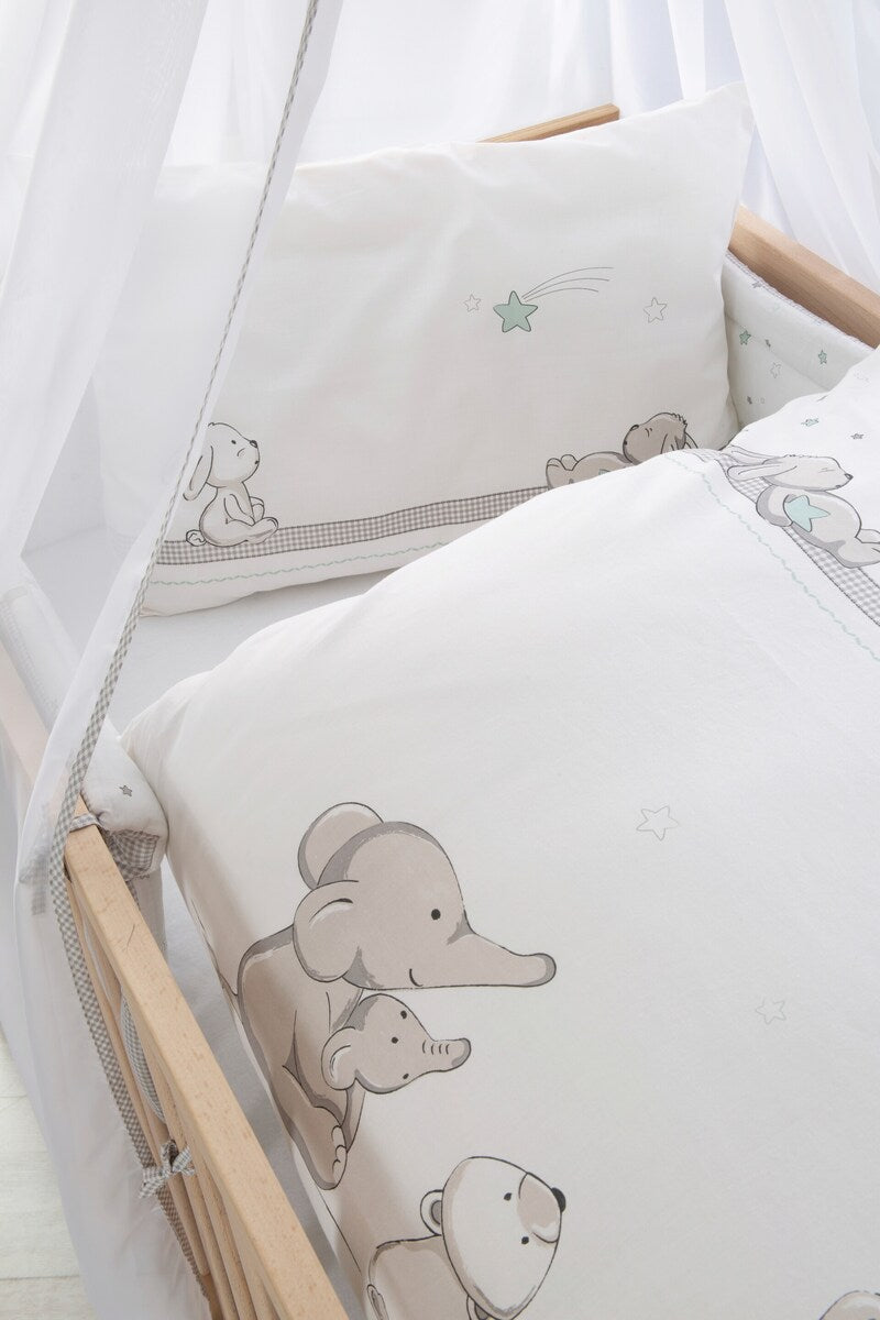 Montert Sengesett for babyseng Sternenzauber 4-delt med sengehimmel i babyseng