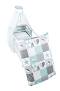 Sengesett for babyseng Happy Patch mint med sengehimmel fra forfra