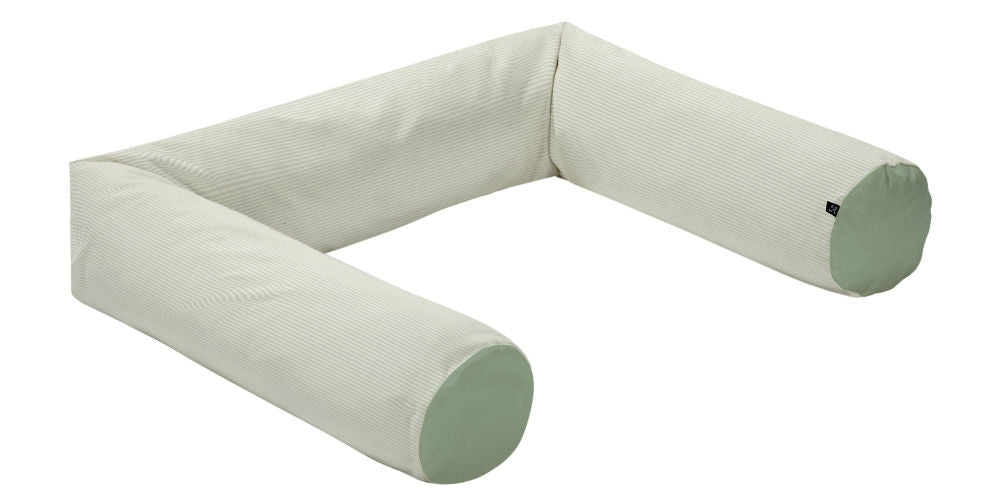 Sengeslange økologisk bomull 180 cm Smoky Stripe forfra