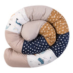 Sengeslange 200 cm patchwork i bomull Ø 13 cm forfra