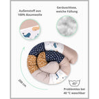 Nærbilde av fylling i Sengeslange 200 cm patchwork i bomull Ø 13 cm