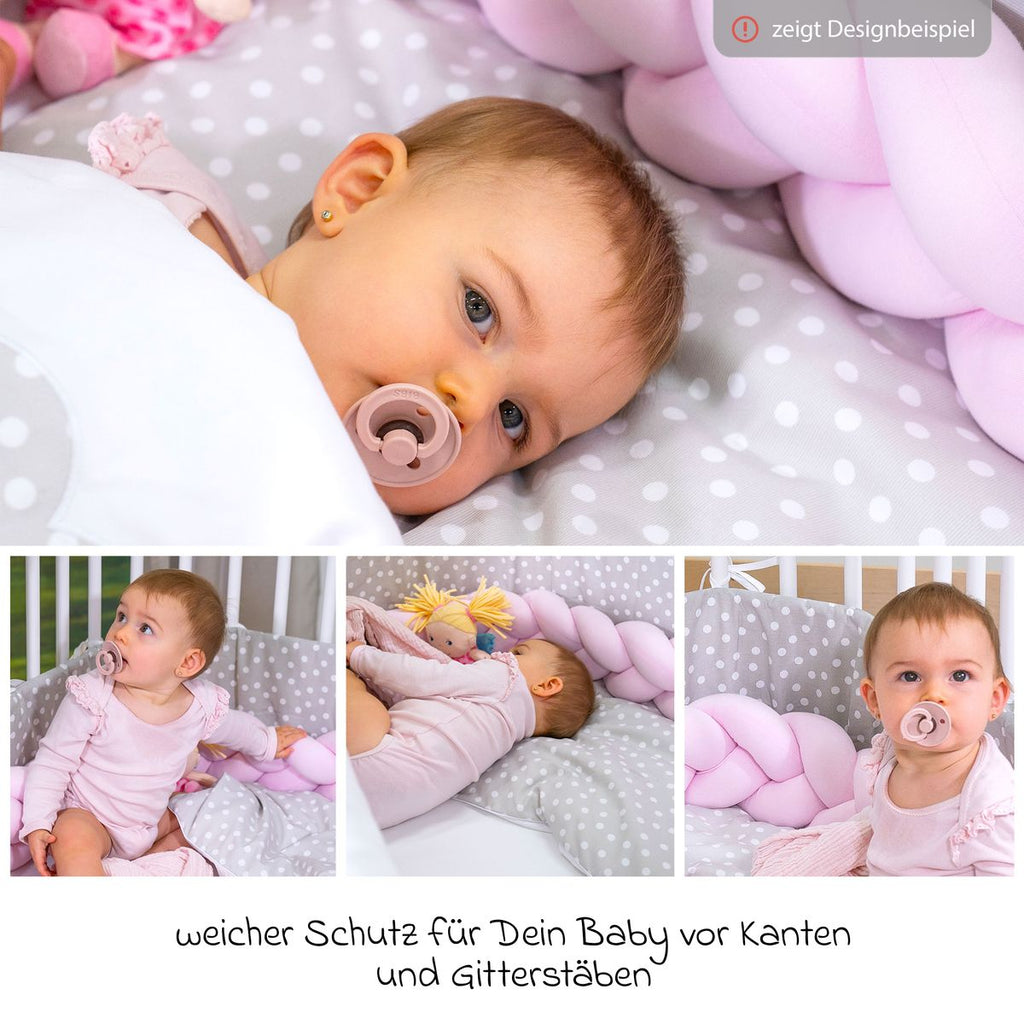 Sengeslange flettet bomull 200 cm til barneseng creme Babybay bakside