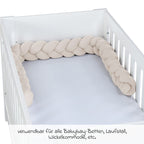 Detalj av flettet design på Sengeslange flettet bomull 200 cm til barneseng creme Babybay