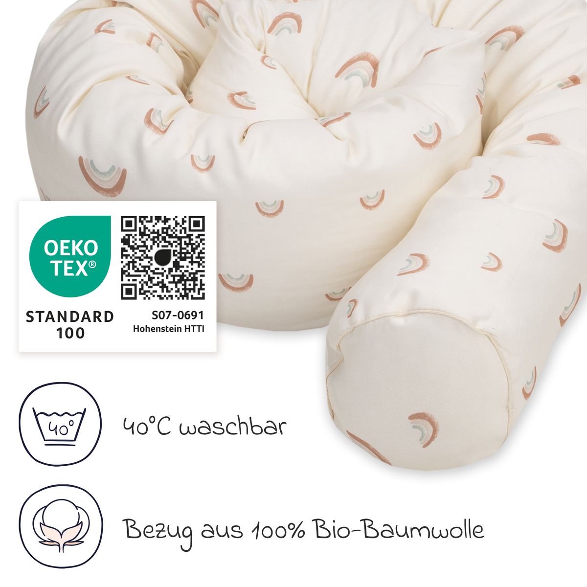 Detalj av Sengeslange Organic 180 cm i økologisk bomull