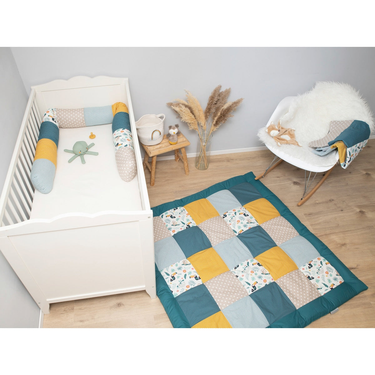 Sengeslange patchwork 400 cm bomull vist i ulike farger