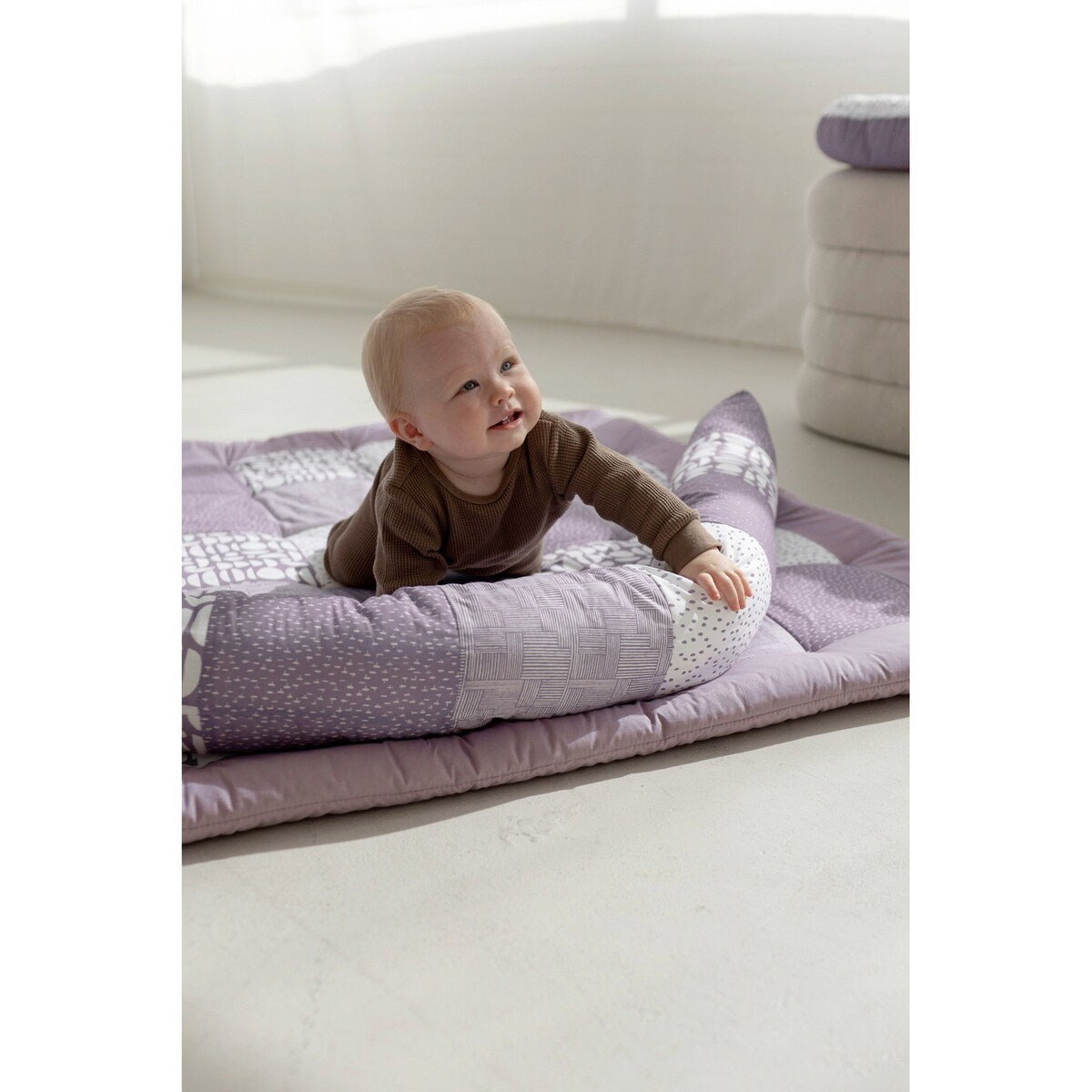 Sengeslange patchwork bomull 200 cm, Ø 13 cm bøyelighet
