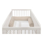 Montert sengeslangebeskytter musselin 14x180 cm bomull i babygitter