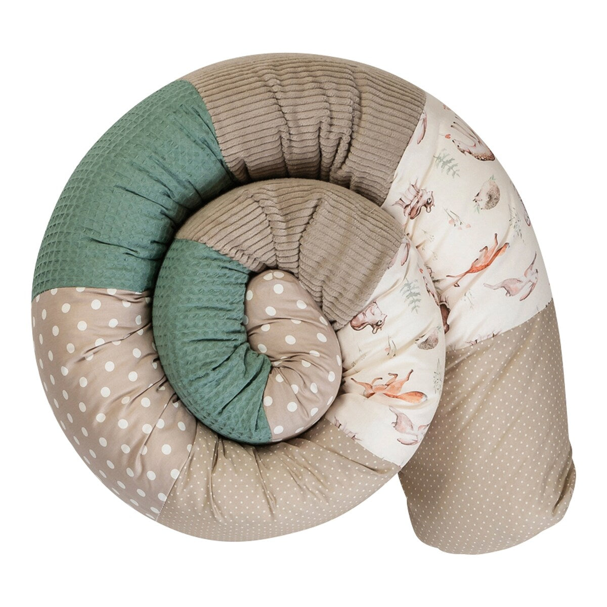 Sengeslangebeskytter patchwork 200 cm vaffelpiqué/cord forfra