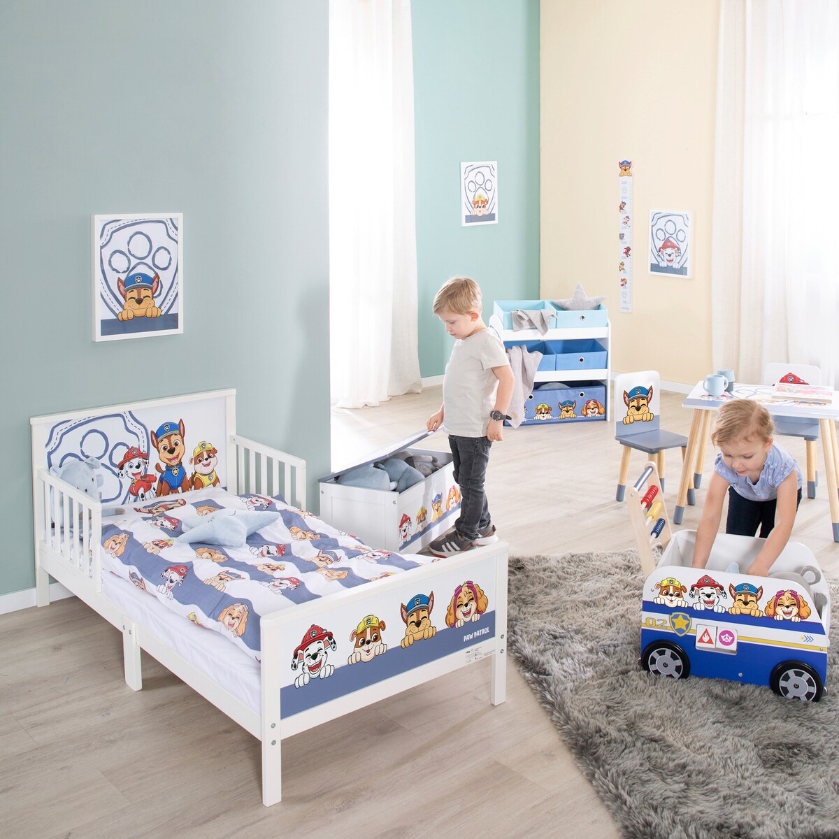 Sengetøy 2-delt Paw Patrol bomull 40x60/100x135 cm nærbilde bomull