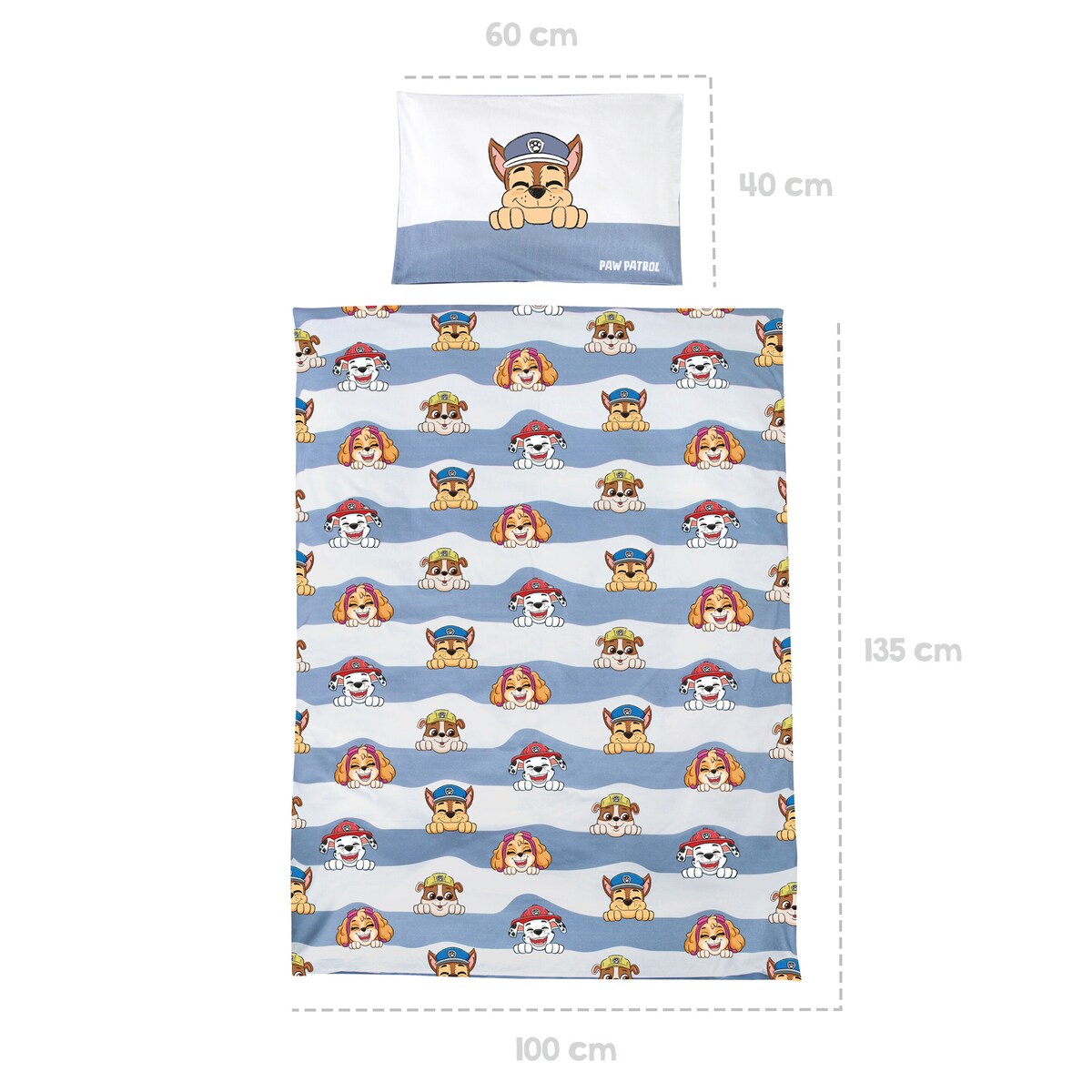 Sengetøy 2-delt Paw Patrol bomull 40x60/100x135 cm pakket
