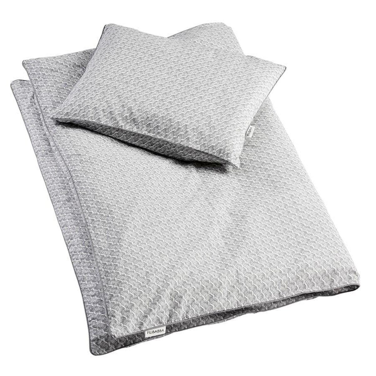Sengetøy baby GOTS 70x80 cm Ocean Grey bomull foran