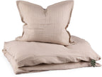Sengetøy junior musselin 100x135 cm Seabreeze beige - Sebra forfra