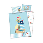 Sengetøy Little Pirates bomull linon 40x60/100x135 cm forfra