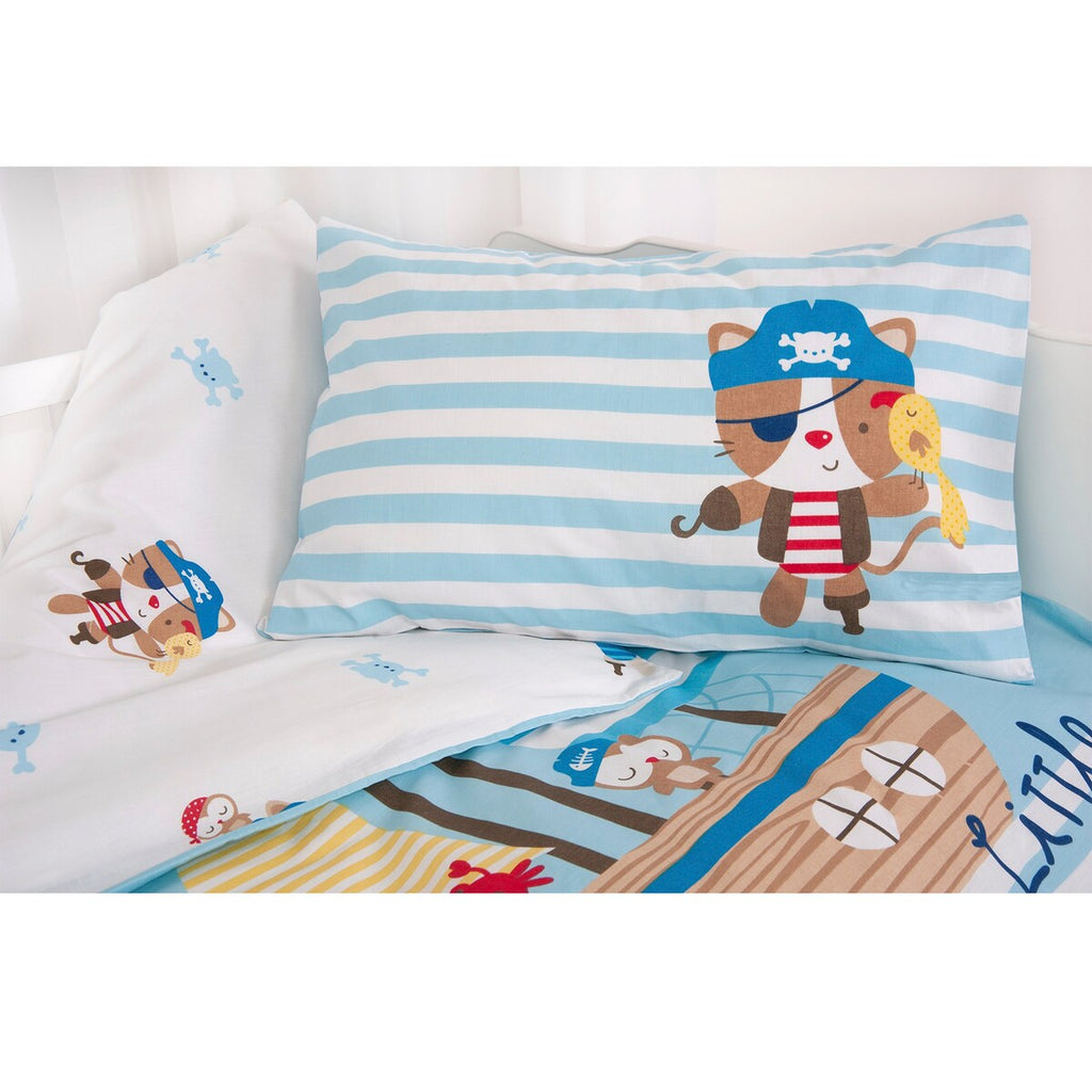 Sengetøy Little Pirates bomull linon 40x60/100x135 cm nærbilde av motiv