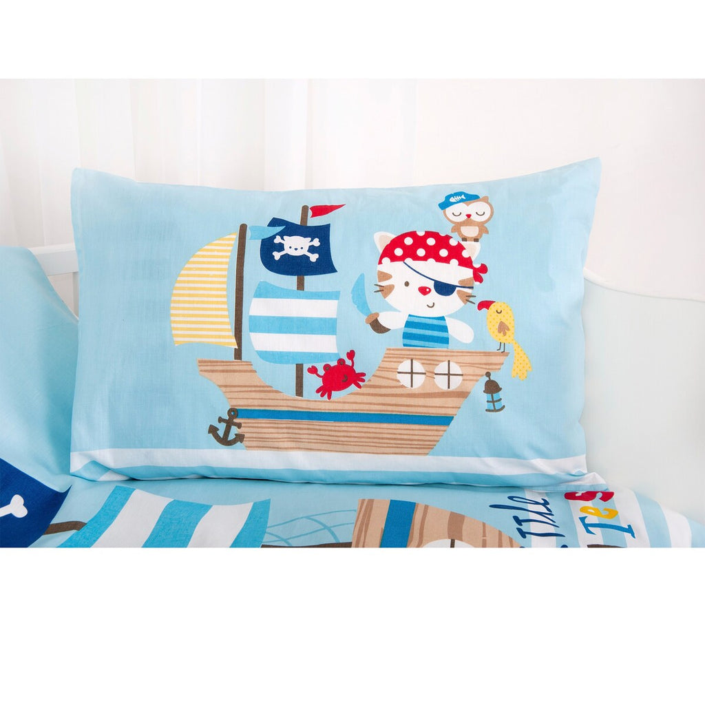 Sengetøy Little Pirates bomull linon 40x60/100x135 cm vendbart design