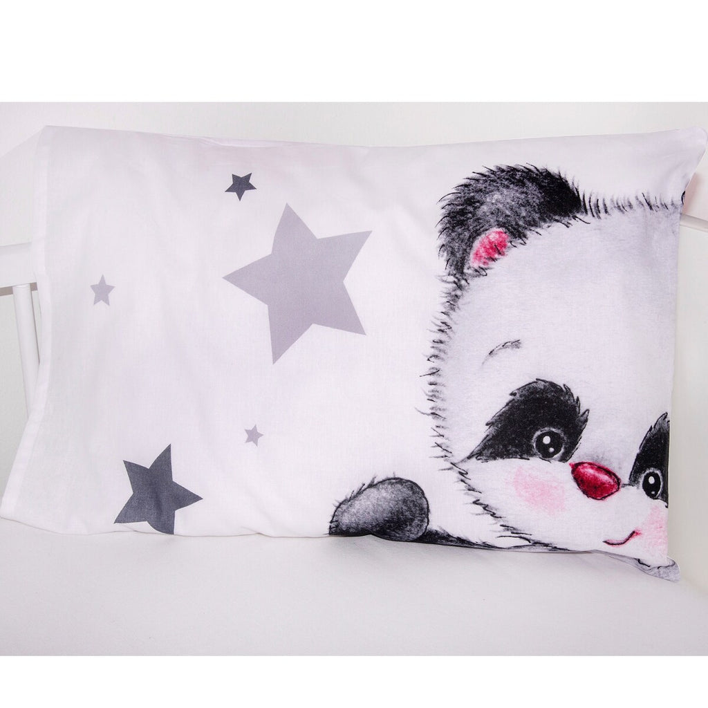 Sengetøy Panda renforcé bomull 40x60/100x135 cm detalj av stoff og glidelås