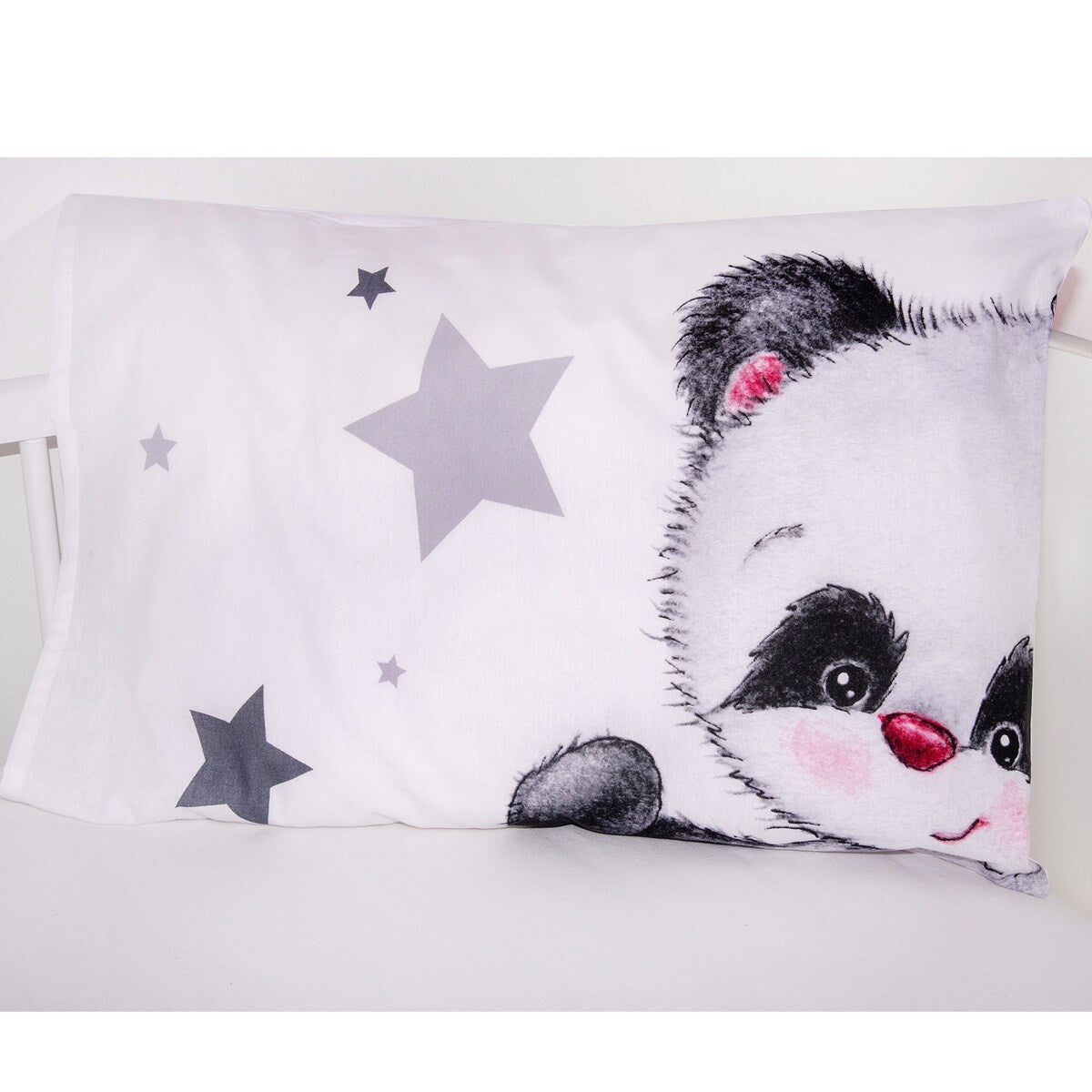 Sengetøy Panda renforcé bomull 40x60/100x135 cm detalj av stoff og glidelås
